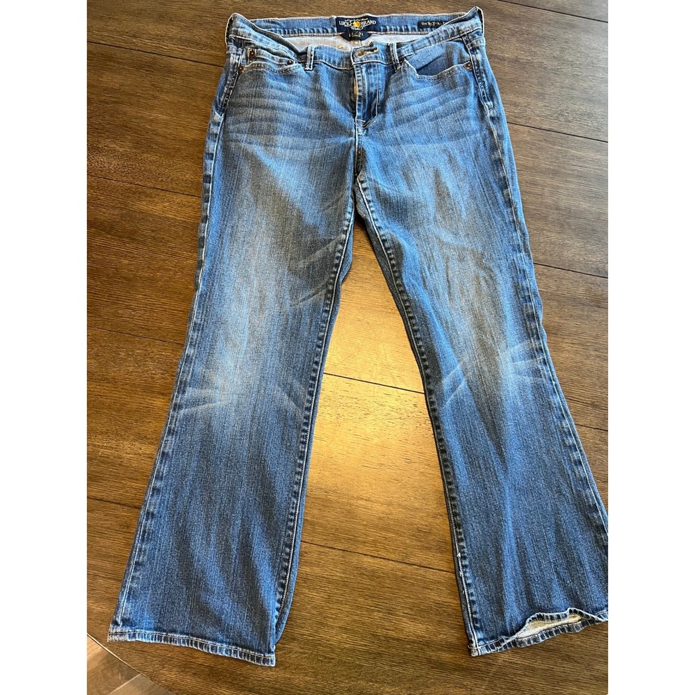 Lucky Brand Sweet N Low Ankle Jeans Women Size 12 Medium Wash Flare Leg - Picture 2 of 8